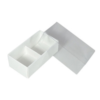 50 Pack of White Card Chocolate Sweet Soap Product Reatail Gift Box - 2 Bay Compartments - Clear Slide On Lid - 8x4x3cm