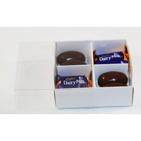 50 Pack of White Card Chocolate Sweet Soap Product Reatail Gift Box - 4 Bay Compartments - Clear Slide On Lid - 8x8x3cm
