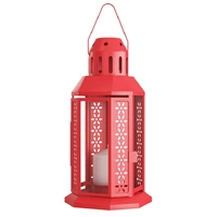 Red Metal Miners Lantern Summer Xmas Wedding Home Party Room Balconey Deck Decoration 21cm Tealight Candle