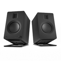 Kanto TUK 260W Powered Bookshelf Speakers with Headphone Out, USB Input, Dedicated Phono Pre-amp, Bluetooth - Pair, Matte Black with S6 Black Stand Bu