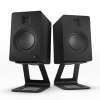 Kanto TUK 260W Powered Bookshelf Speakers with Headphone Out, USB Input, Dedicated Phono Pre-amp, Bluetooth - Pair, Matte Black with SE6 Black Stand B
