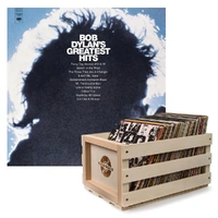 Crosley Record Storage Crate & Bob Dylan Greatest Hits Vinyl Album Bundle
