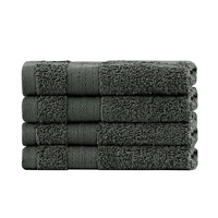 Bath Towel Set - 4 Piece Cotton Washcloths - Charcoal
