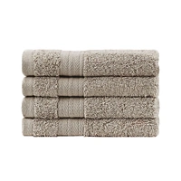 Bath Towel Set - 4 Piece Cotton Washcloths - Sandstone