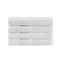Bath Towel Set - 4 Piece Cotton Washcloths - White