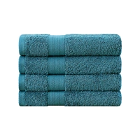 Bath Towel 4 Piece Cotton Hand Towels Set - Blue