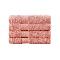 Bath Towel 4 Piece Cotton Hand Towels Set - Coral