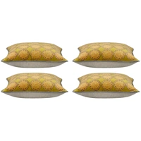 Pack of 4 Duffy Mustard and Grey Square Cushion Covers