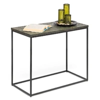 Rogerstone Black Sofa Side Table with Textured Wood Top