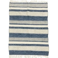 Striped blue/white cotton kilim rug 90x150 cm