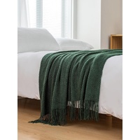 Gioia Casa Micro Plush Knitted Woven Throw Blanket - Forest