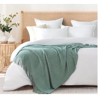 Gioia Casa Micro Plush Knitted Woven Throw Blanket - Seafoam