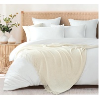 Gioia Casa Micro Plush Knitted Woven Throw Blanket - Snow