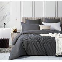 Gioia Casa 100% Cotton Vintage Washed Bed Quilt Cover Set (2Pcs) - Charcoal - Single
