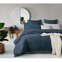 Gioia Casa 100% (2Pcs) Cotton Vintage Washed Bed Quilt Cover Set - Dark Indigo - Single