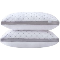 Gioia Casa Premium Bamboo Cooling Twin Pack Plush Down-Like Pillows - Medium to High Profile (2PCS) - with Free 2 Quilted Pillow Protectors (Improved