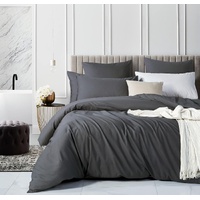 Gioia Casa 100% Cotton Vintage Washed Bed Quilt Cover Set (3Pcs) - Charcoal - King Size