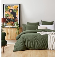 Gioia Casa 100% (3Pcs) Cotton Vintage Washed Bed Quilt Cover Set - Khaki Green - King Size