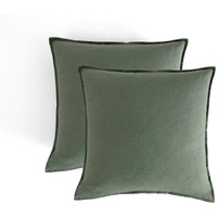 CleverPolly Vintage Washed Microfibre European Pillowcases - Set of 2 Luxurious European Pillow Covers - Khaki Green