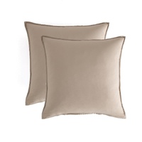 CleverPolly Vintage Washed Microfibre European Pillowcases - Set of 2 Luxurious European Pillow Covers - Linen