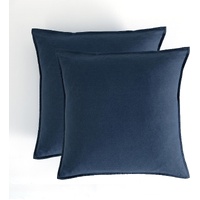 CleverPolly Vintage Washed Microfibre European Pillowcases - Set of 2 Luxurious European Pillow Covers - Navy