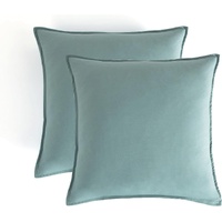 CleverPolly Vintage Washed Microfibre European Pillowcases - Set of 2 Luxurious European Pillow Covers - Seafoam