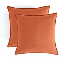 CleverPolly Vintage Washed Microfibre European Pillowcases - Set of 2 Luxurious European Pillow Covers - Terracotta