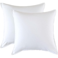 CleverPolly Vintage Washed Microfibre European Pillowcases - Set of 2 Luxurious European Pillow Covers - White
