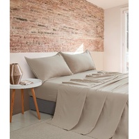 CleverPolly Vintage Washed Microfibre Sheet Set with 1 Pillowcase - Linen - King Single