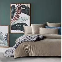 Corduroy Velvet Super King Bed Quilt Cover Set-Mink