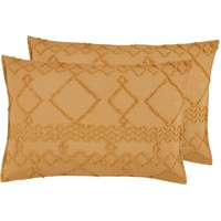 Cleverpolly 100% Premium Microfibre Tufted Standard Pillowcases - Set of 2 Luxurious Standard Pillow Cover with Elegant Design - Caramel