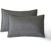 CleverPolly Vintage Washed Microfibre Standard Pillowcases - Set of 2 Luxurious Standard Pillow Covers - Grey