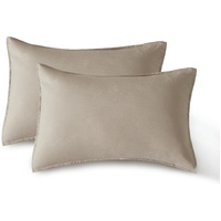 CleverPolly Vintage Washed Microfibre Standard Pillowcases - Set of 2 Luxurious Standard Pillow Covers - Linen
