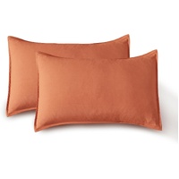 CleverPolly Vintage Washed Microfibre Standard Pillowcases - Set of 2 Luxurious Standard Pillow Covers - Terracotta