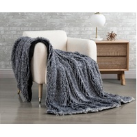 Gioia Casa Double Sided Faux Fur Shaggy Throw Blanket - Charcoal