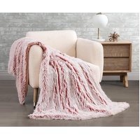 Gioia Casa Double Sided Faux Fur Shaggy Throw Blanket - Rose