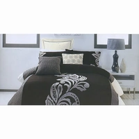Pierre Black Grey Quilt Cover Set KING