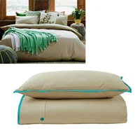 260TC 100% Cotton Quilt Cover Set Single White Green