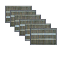 Set of 6 Victoria Bamboo Table Placemats 30 x 45cm Light Brown/Silver