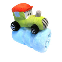 Baby Red Blanket with Toy Tractor