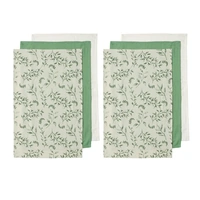 Ladelle Grown Ivy Set of 6 Cotton Kitchen Towels Charcoal
