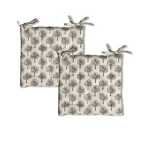 Lylac Homeware Tree of Life Set of 2 Cotton Chair Pads Dark Grey