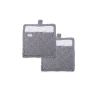 Rans Herringbone Charcoal Cotton Set of 2 Pot Holders