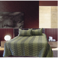 Rapee Faux Silk Coverlet Set Zig Zag Brown - Queen