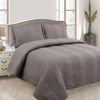 Lewis Mauve 3 Pce Lightly Quilted Polyester Cotton Coverlet Set Queen
