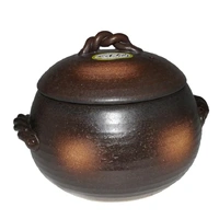 Japanese Yorozufuru-sho Brown Chestnut 7# Rice Clay Pot  - Made in Japan - 4L