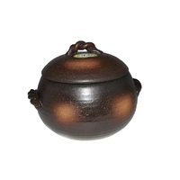 Japanese Yorozufuru-sho Brown Donabe Chestnut 3# Rice Clay Pot  - Made in Japan - 1.7L