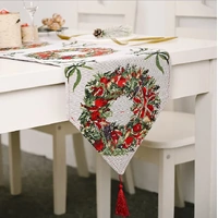 Christmas Table Runner thickened knitted Dining Tablecloth Xmas Party Decor(Garland)