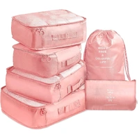 6 Pcs Waterproof Compression Packing Cubes Large Travel Luggage Organizer Storage (Pink)