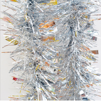 5x 2.5m Christmas Tinsel Xmas Garland Sparkly Snowflake Party Natural Home Décor, Thick Silver